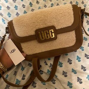 UGG Tan and Cream Shearling Crossbody Bag